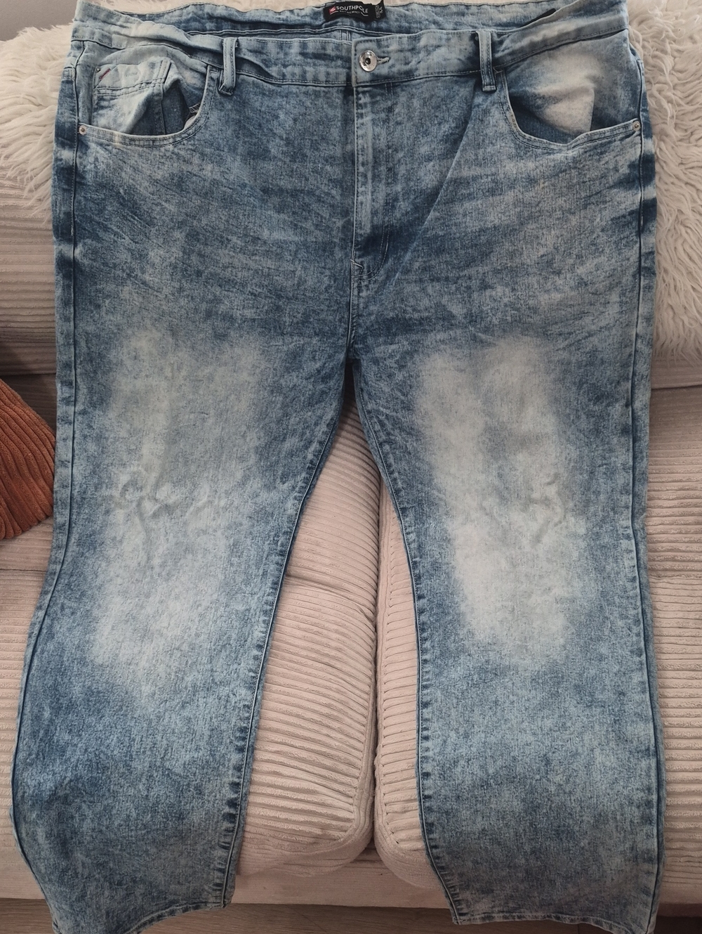 South Pole Men's Light Wash Blue Relaxed Jeans